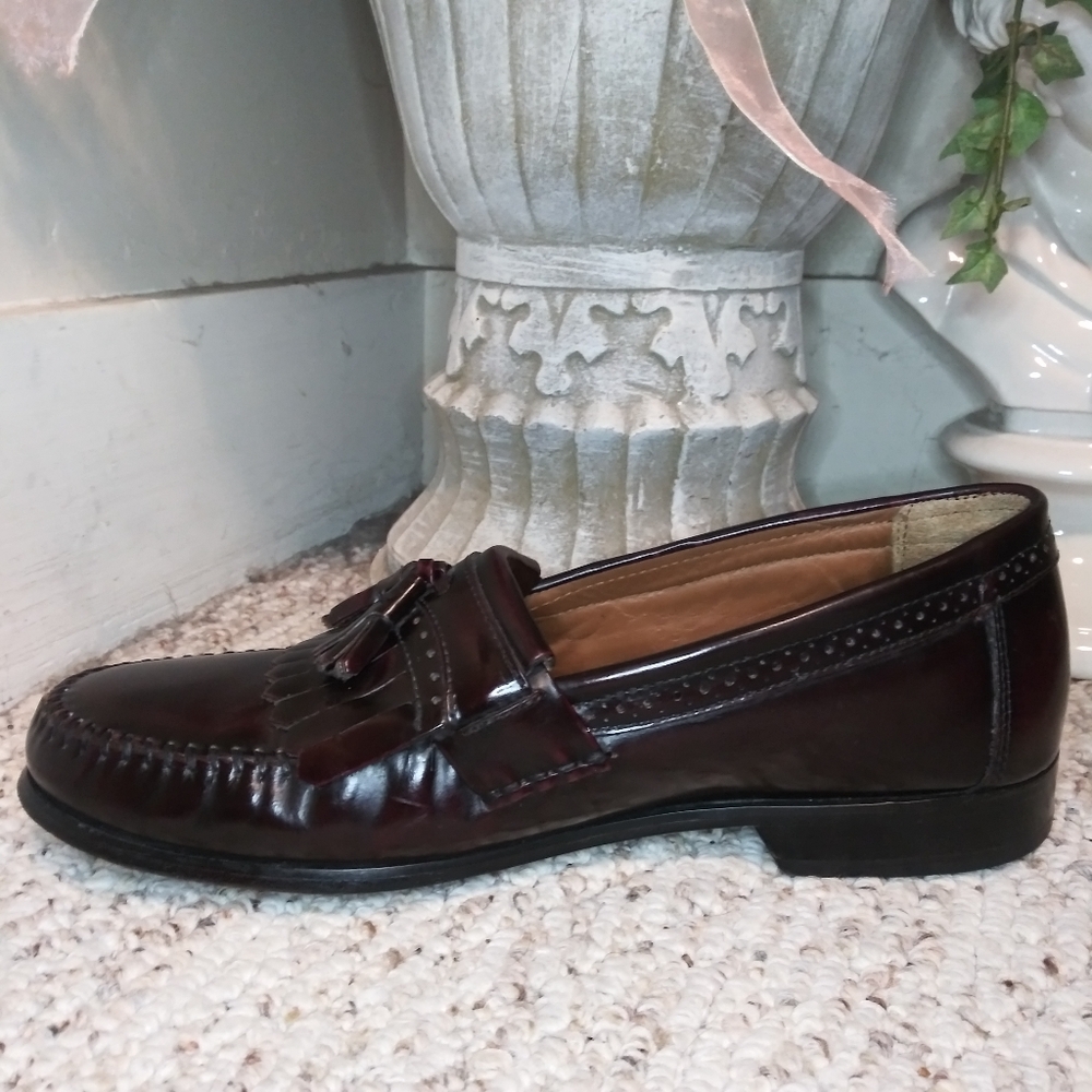 Bass Grammer Burgundy Patent Leather Tassel Kiltie Loafers - Picture 8 of 11